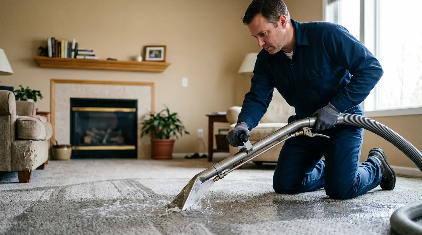 Water damage restoration technician working near Oakfield, NY